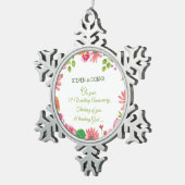 Religieuze 55e bruiloft Jubileum bloemen Tin Sneeuwvlok Ornament (Rechts)