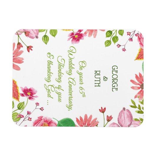 Religieuze 65e Jubileum-bloemen Magneet (Horizontaal)