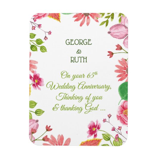 Religieuze 65e Jubileum-bloemen Magneet (Verticaal)