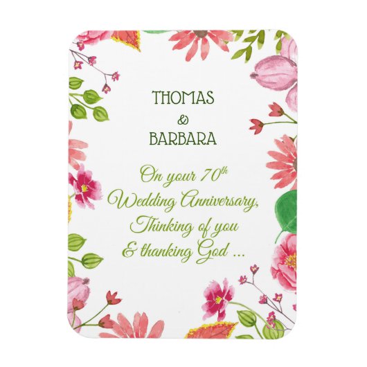 Religieuze 70ste Jubileum bloemen Magneet (Verticaal)