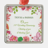 Religieuze 70ste Jubileum bloemen Metalen Ornament (Voorkant)