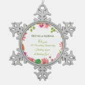 Religieuze 70ste Jubileum bloemen Tin Sneeuwvlok Ornament (Voorkant)