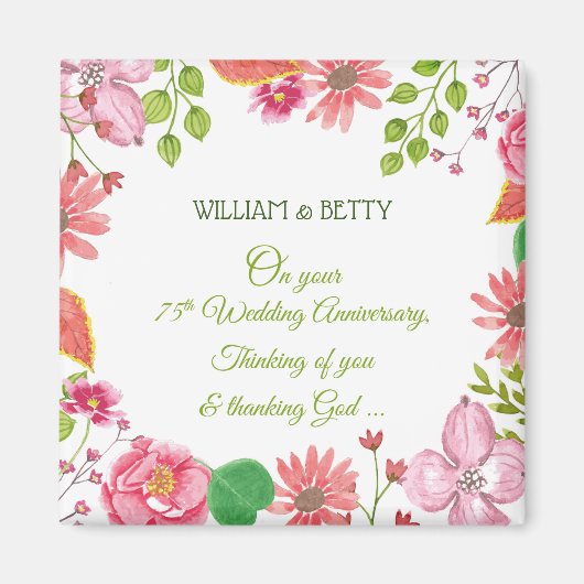 Religieuze 75e Jubileum-bloemen Magneet (Voorkant)