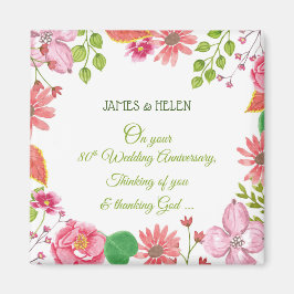 Religieuze 80ste weddenschap Jubilea bloemen Magneet