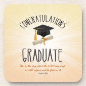 Religieuze Afstuderen Gold Starburst met zwart Pet Drankjes Onderzetter (Voorkant)