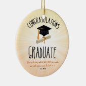 Religieuze Afstuderen Gold Starburst met zwart Pet Keramisch Ornament (Rechts)