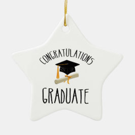 Religieuze Afstuderen Gold Starburst met zwart Pet Keramisch Ornament