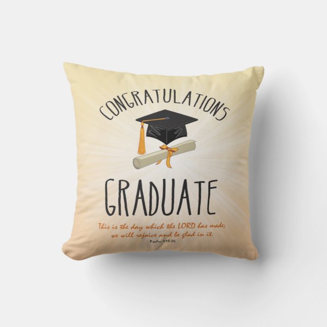 Religieuze Afstuderen Gold Starburst met zwart Pet Kussen (Voorkant)