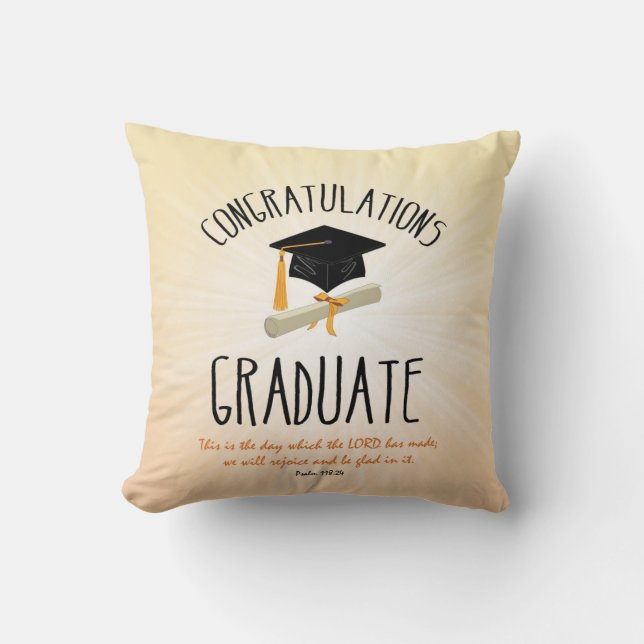 Religieuze Afstuderen Gold Starburst met zwart Pet Kussen (Voorkant)