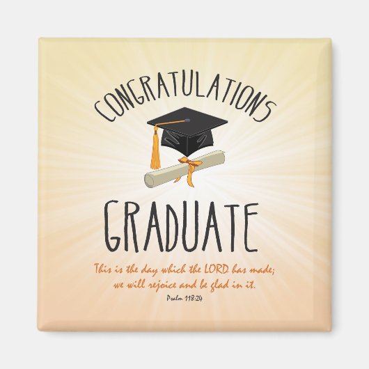 Religieuze Afstuderen Gold Starburst met zwart Pet Magneet (Voorkant)