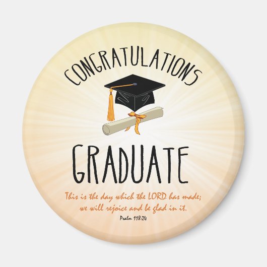 Religieuze Afstuderen Gold Starburst met zwart Pet Magneet (Voorkant)