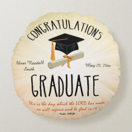 Religieuze Afstuderen Gold Starburst met zwart Pet Rond Kussen