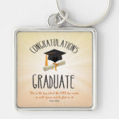 Religieuze Afstuderen Gold Starburst met zwart Pet Sleutelhanger (Voorkant)