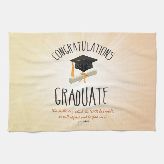 Religieuze Afstuderen Gold Starburst met zwart Pet Theedoek (Horizontaal)