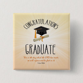 Religieuze Afstuderen Gold Starburst met zwart Pet Vierkante Button 5,1 Cm