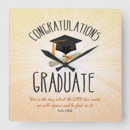 Religieuze Afstuderen Gold Starburst met zwart Pet Vierkante Klok