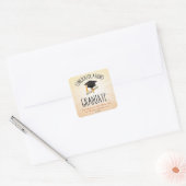 Religieuze Afstuderen Gold Starburst met zwart Pet Vierkante Sticker (Envelop)