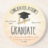 Religieuze Afstuderen Gold Starburst met zwart Pet Zandsteen Onderzetter (Voorkant)