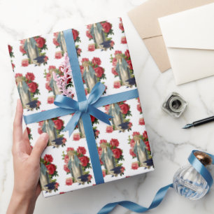 Religieuze Afstuderen Maagd Mary Red Roses Cadeaupapier