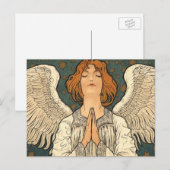  Religieuze Angel die bidt met goudsterren Briefkaart (Voorkant / Achterkant)