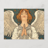 Religieuze Angel die bidt met goudsterren Briefkaart (Voorkant)
