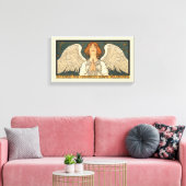  Religieuze Angel die bidt met goudsterren Canvas Afdruk (Insitu (Woonkamer))