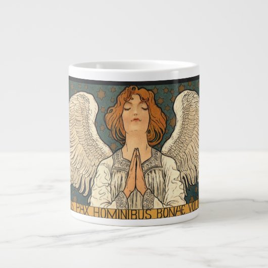  Religieuze Angel die bidt met goudsterren Grote Koffiekop (Voorkant)