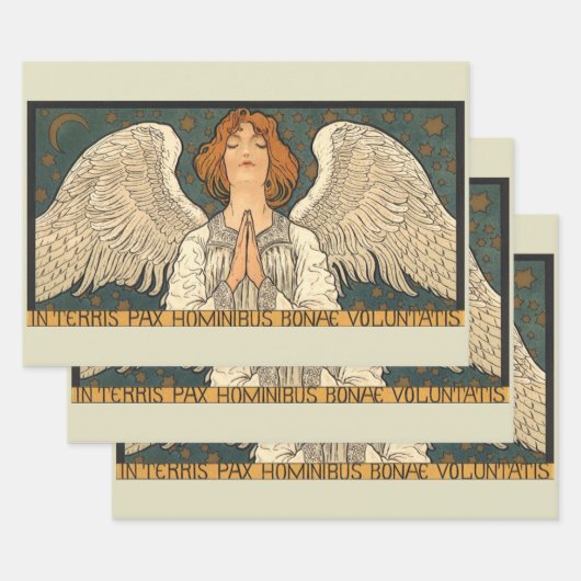  Religieuze Angel die bidt met goudsterren Inpakpapier Vel (Set)