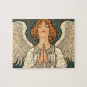  Religieuze Angel die bidt met goudsterren Legpuzzel (Horizontaal)