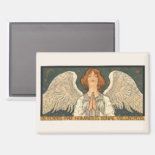  Religieuze Angel die bidt met goudsterren Magneet (Voorkant / Achterkant)