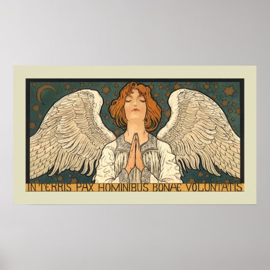  Religieuze Angel die bidt met goudsterren Poster (Voorkant)
