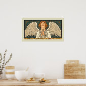  Religieuze Angel die bidt met goudsterren Poster (Keuken)