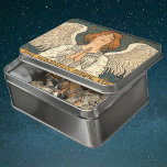 Religieuze Angel die bidt met goudsterren Puzzel<br><div class="desc">illustratie van religieus afbeelding van het christendom met een prachtige Victoriaans engel van kunstenaar Richard Lauda, c. 1904. Ze is in gebed met haar handen in elkaar geslagen en haar ogen dicht. Kleine gouden sterren en een maan zijn in de nachtelijke hemel. Latijnse woorden onder het afbeelding zijn in terris...</div>