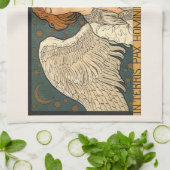 Religieuze Angel die bidt met goudsterren Theedoek (Gevouwen)