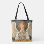 Religieuze Angel die bidt met goudsterren Tote Bag (Achterkant)