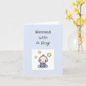 Religieuze Baby Boy Gefeliciteerd met een tekst, C Kaart (Gele Bloem)