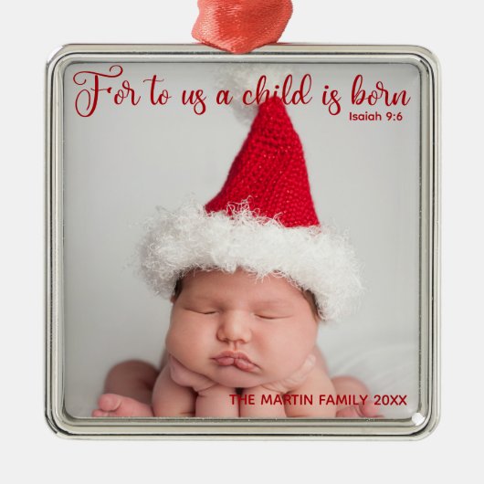 Religieuze Baby Foto Bijbel Verse Kute Kerstmis Metalen Ornament (Voorkant)