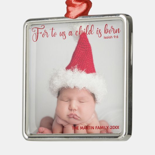 Religieuze Baby Foto Bijbel Verse Kute Kerstmis Metalen Ornament (Links)