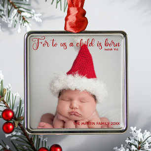 Religieuze Baby Foto Bijbel Verse Kute Kerstmis Metalen Ornament