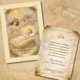 Religieuze baby Jezus engelen Schriftuur Feestdagenkaart
