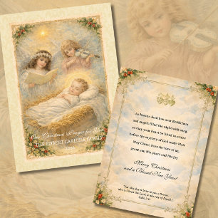 Religieuze baby Jezus engelen Schriftuur Feestdagenkaart