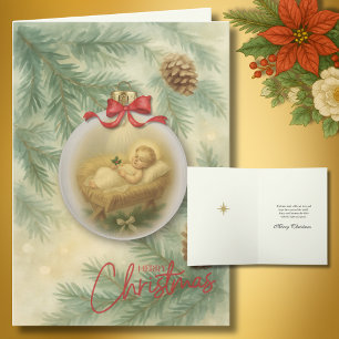 Religieuze Baby Jezus Kerstboomornament Feestdagen Kaart