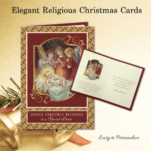 Religieuze Baby Jezus Kerstengelen Priester Feestdagen Kaart