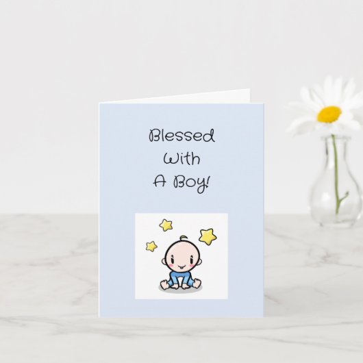 Religieuze baby jongen gefeliciteerd met tekst, kaart (Kleine Plant)