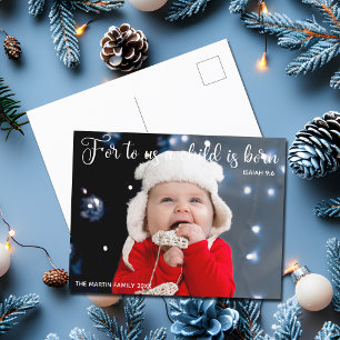 Religieuze Baby kerstfeest op de foto Briefkaart