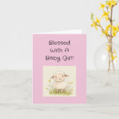 Religieuze baby meisje gefeliciteerd met tekst, kaart (Gele Bloem)