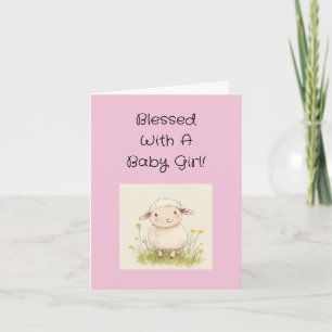 Religieuze baby meisje gefeliciteerd met tekst, kaart
