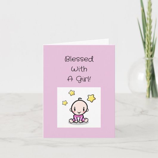 Religieuze baby meisje gefeliciteerd met tekst, kaart (Voorkant)