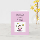 Religieuze baby meisje gefeliciteerd met tekst, kaart (Gele Bloem)