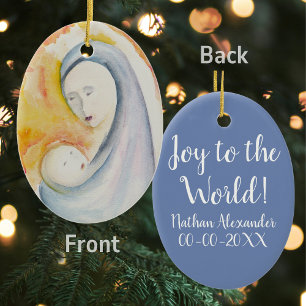 Religieuze Baby's Eerste Kerstmis Gepersonaliseerd Keramisch Ornament